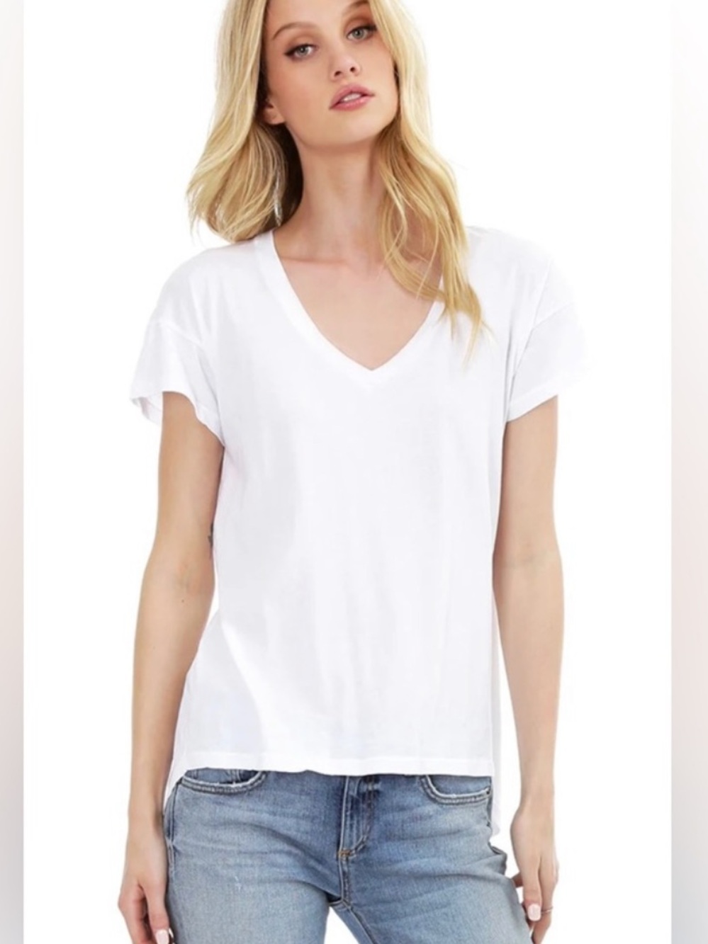 Bobi Los Angeles  HIGH LOW V-NECK - bobi basics